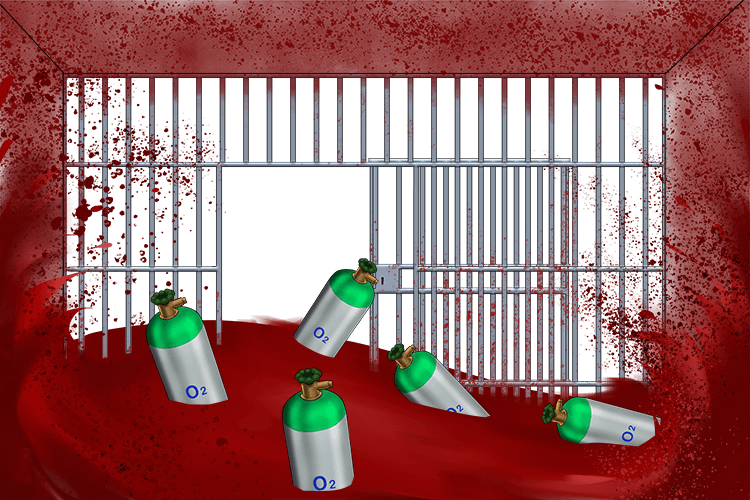 The red blood flowed into the cell transporting oxygen tanks